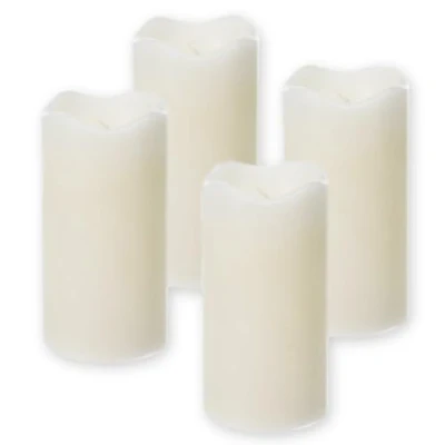 Bild av ToCi Set med 4 LED ljus, elfenben, Ø 7 x 13 cm timerfunktion, flamlösa äkta vaxljus flimrande låga