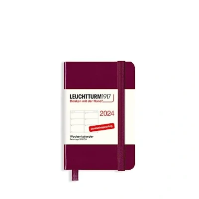 Bild av LEUCHTTURM1917 367645 veckokalender mini (A7) 2024, port röd, tyska, 12 månader