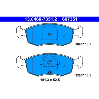 Bild av ATE 13.0460 7351.2 Jeu de plaquettes frein non préparé pour indicateur d&#039;usure, contact signal d&#039;usure exclu FIAT: Strada Pick up