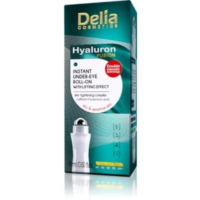 Bild av Delia Cosmetics Hyaluron Fusion Roll On Lifting effekt ögonkontur omedelbart åtstramningskomplex under ögonen för mörka ringar och kråkfötter ljusare, slätt utseende 15 ml