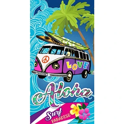 Bild av Miracle Home 15073 mikrofiberhandduk aloha strand, 100% polyester, flerfärgad 95 x 175 cm
