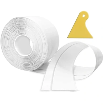Bild av Mjuk golvlist självhäftande, 12 m PVC köksändlist 50 x 20 mm, självhäftande för kök och badrum 5 2 vit