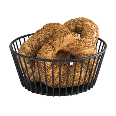Bild av APS &quot;Urban&quot; rund metallnätkorg, robust nätkorg, Ø 20 cm x H: 8,5 cm, brödkorg, fruktkorg, grönsakskorg, stapelbar, diskmaskinssäker, svart.