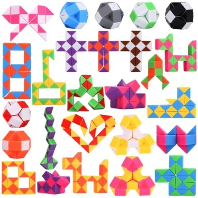 Bild av 26 Stycken Magic Snake, Magisk Orm med 24 Block per Mini Orm, 3D Pussel Leksak, Pusselspel IQ Leksak för Barn och Vuxna, Festpresenter Pojkar, Flickor, Barndagspresenter