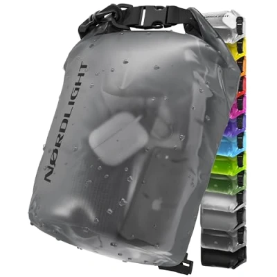 Bild av Nordlight Dry Bag och Vattentät väska (10L, Anthracite Frosted) packväska med rullstängning axelrem Simning, strand, kanotpaddling, stå upp paddling, dykning