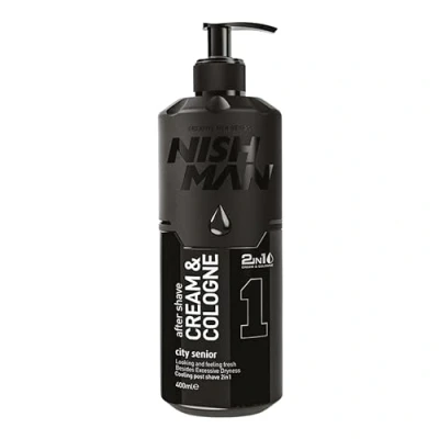 Bild av NISHMAN Aftershave Cream Cologne 01 City Senior 400ml 2in1 Kräm &amp; Cologne, Extra Återfuktande för Män Uppfriskande Kylande Post Shave Spray Lotion