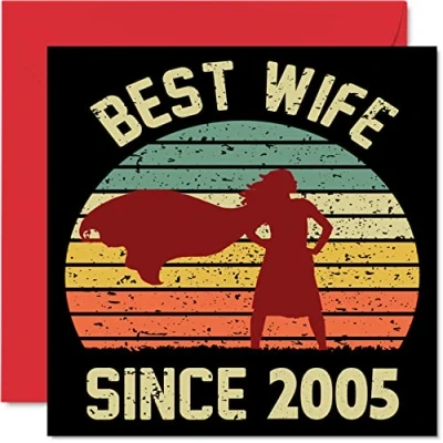 Bild av 19 årsjubileumskort för fru från make Best Wife Since 2005 jag älskar dig gåvor, grattis på partner, 145 mm x gratulationskort till nittonde årsdagar