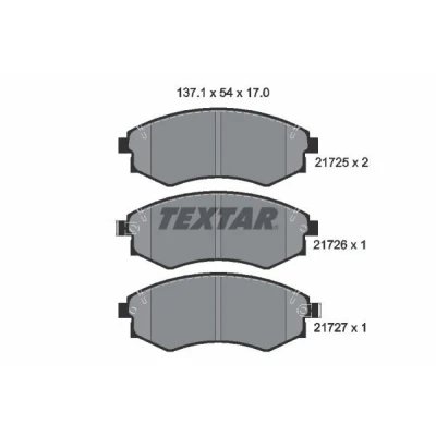 Bild av TEXTAR 2172501 Jeu de plaquettes frein avec indicateur d&#039;usure HYUNDAI: Matrix, COUPE, Elantra III 5 portes, SSANGYONG: Musso SUV, Korando II SUV