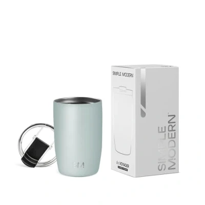 Bild av Simple Modern resemugg med klart lock Återanvändbar isolerad termos i rostfritt stål kallbryggt iskaffe och tekopp Voyager Collection 350 ml (12 oz) havsglas salvia