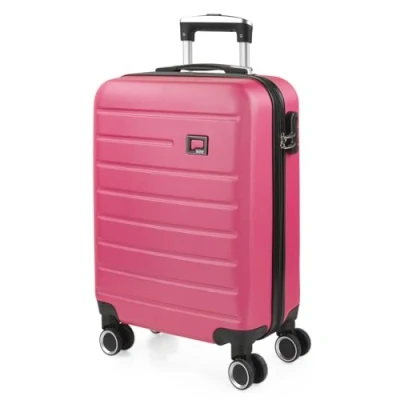 Bild av SKPAT Styv Kabinresväska Liten resväska med hjul ABS handbagageväska teleskophandtag Lättvikts Carry on TSA kombinationslås i 55cm storlek, Fuchsia