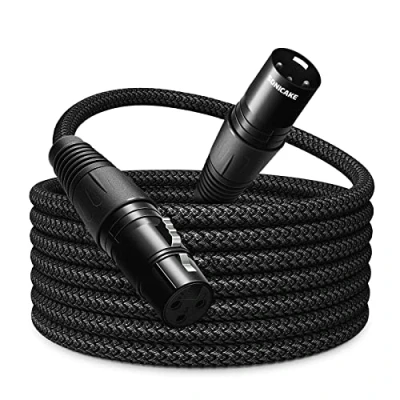 Bild av SONICAKE XLR mikrofonkabel 3M kontakt till buske 3 polig nylon flätad kabel svart