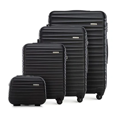 Bild av WITTCHEN Resväska 4 deligt set Rollande koffer Trolley Handbagage Hårdfodral i ABS med svänkbara hjul Kombinationslås Teleskopiskt handtag GROOVE Line Svart