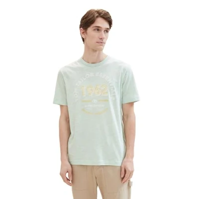 Bild av TOM TAILOR T shirt för män, 34965 Paradise mint finremsor, M