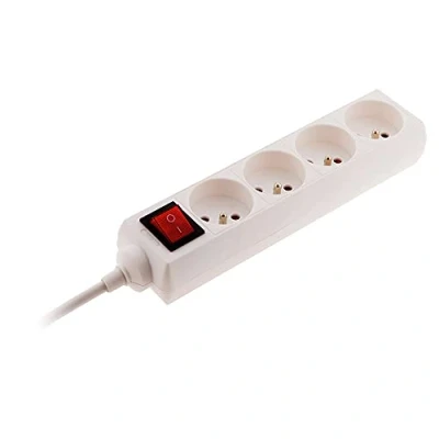 Bild av Zenitech 4 Socket Block 16A 2P+T With Switch Compact Power Strip For Electrical Devices And Lighting HO5VV F Cable 3G1mm² 1m White