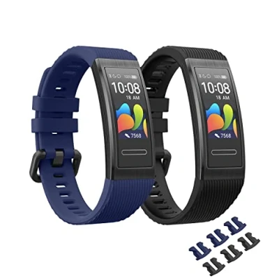 Bild av MoKo 2 Pack Straps Compatible with Huawei Band 4 Pro/Band 3 3, Soft Silicone Replacement Sport Wristband, Black/Midnight Blue