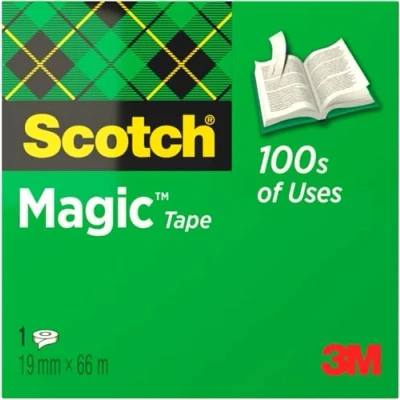 Bild av Scotch Magic Tape 1 rulle, 19 mm x 66 m osynlig tejp för allmänna ändamål reparation, märkning och tätning av dokument