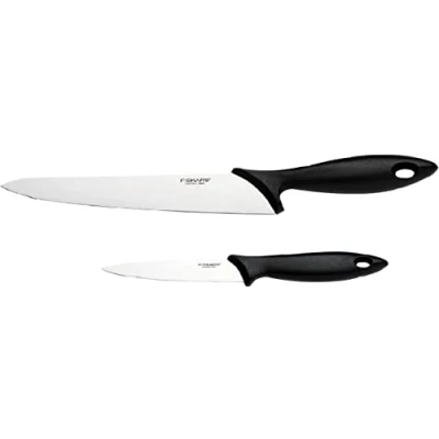 Bild av Fiskars knivset, 2 delat, kökskniv (bladlängd: 21 cm) och grönsakskniv 11 cm), Essential, rostfritt stål / PP plast, svart, 1065582