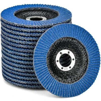 Bild av HATANSE 10 stycken fläktskivor Ø 125 mm x 22 korn 80 slipskivor slipmopteller lamellskivor för vinkelslip polermaskin, blå