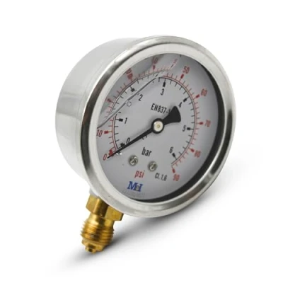 Bild av DOJA Barcelona Vattentryck manometer 04 bar 1/4 tum glycerinmanometer Ø 63 mm vertikal anslutning vattentrycksmätare vattentrycksmätare, hydraulisk tryckmätare, gasmomometer