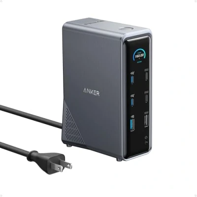 Bild av Anker Prime Dockingstation, 14 Port mit 160W Max. Leistung, 10Gbit/s schnelle Datenübertragung, smartes Interface in Echtzeit, Audio und Ethernet Ports, Dual 4K Displays für Dell, MacBook mehr