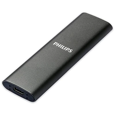 Bild av Philips bärbar extern SSD 2 TB Ultra Slim SATA Speed USB C USB, läshastighet upp till 550 MB/s, skrivhastighet aluminium
