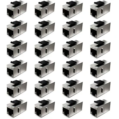 Bild av deleyCON 24x CAT6a Keystone Modul Patchkabel Kopplingskontakt Skärmad 2x RJ45 Uttag Nätverkspatchpanel Bracket Extension
