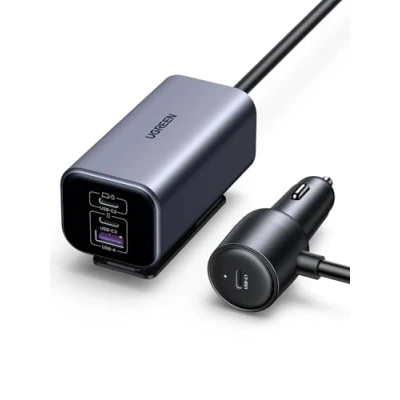 Bild av UGREEN 130W GaN Tech cigarettändare USB PD3.0 billaddare C 4 portars cigarettändarutdelare kompatibel med MacBook Pro, iPhone 15 Pro/15 Pro Max/14/13, iPad Galaxy S24/S23, etc.