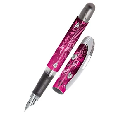 Bild av Online reservoarpenna College Pink Dreams, bläckfyllmedel för högerhänta, ergonomiskt handtag, högkvalitativ iridium fjäder medium, standardbläckpatroner, inkl. kombipatron blå, lämplig allergiker