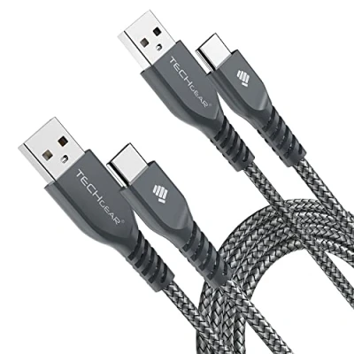 Bild av TECHGEAR 2 pack extra lång [2 x M] stark flätad USB C laddning och synkroniseringskabel kompatibel med Samsung Tab S6 Lite, A7 10,4 tum, A8 10,5 Active Pro S8 Plus/Ultra, S7 S5e