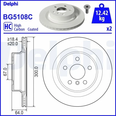 Bild av Bromsskiva DELPHI BG5108C