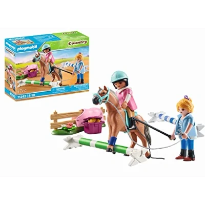 Bild av PLAYMOBIL 71242 Landslektioner, ridinstruktör för ridning och hoppning, leksak barn i åldern 4+