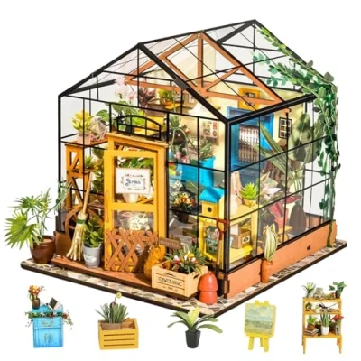 Bild av Rolife Miniatyr dockhus för gör det själv, kit, skala 1:24, växthus i trä, minihus, möbler, vuxna, barn, gåva, födelsedag, jul, alla hjärtans dag
