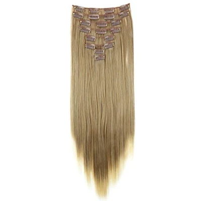 Bild av CAISHA XXL 50cm 8 delar set CLIP IN EXTENSIONS Hårförlängning Hårstycke Rak Mörkblond Mix CES119