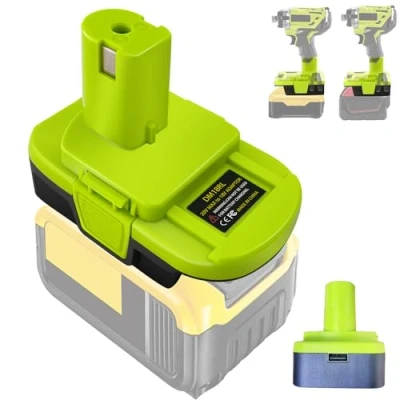 Bild av TPDL DM18RL Batteriadapter för Ryobi batteriverktyg på 18 V, batteriomvandlare med USB telefonladdare som konverterar Dewalt litiumjonbatteri 20 V användning verktyg