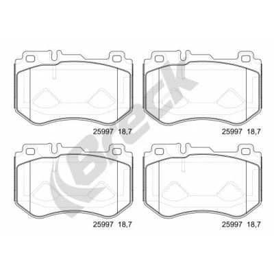 Bild av BRECK 25997 00 701 Jeu de plaquettes frein préparé pour indicateur d&#039;usure avec tôle anti bruit sans accessoires MERCEDES BENZ: Classe C Berline