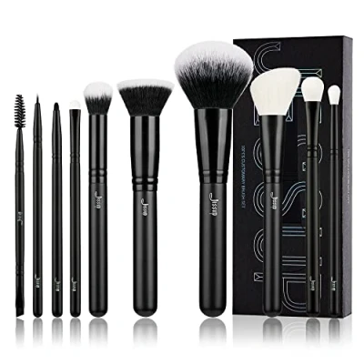 Bild av Jessup ensemble de pinceaux maquillage, 10 pièces, pour fond teint en poudre, fard à paupières, Eyeliner, avec mélange poils chèvre, correcteur, Blush, broche sourcils