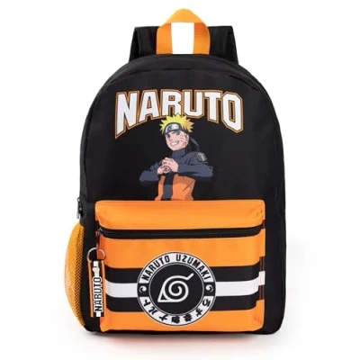 Bild av Naruto Shippuden Ryggsäck för Pojkar Svart och Orange med Justerbara Remmar Praktisk &amp; Organiserad Bagage från Uzumaki Hokage Barn Anime Serie Merchandise Present