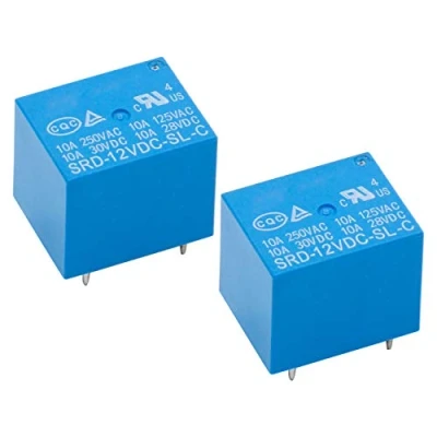 Bild av Heschen PC kortrelä SRD 12VDC SL C DC 12V spole SPDT 10A 250VAC 5 stifts terminaler 2 pack