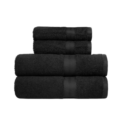 Bild av Amazon Basics badhandduk handduksset, bleksäker, 2 badhanddukar och handdukar, 100 % bomull 500 g/m², 4 stycken, svart, 140 x 70 cm 50