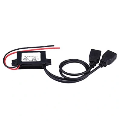 Bild av USB laddningsadapter, 3A DC 12 V till 5 V, dubbel laddare adaptermodul för bil, motorcykel, telefonladdning