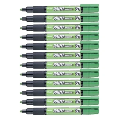 Bild av Pentel MMP20 KO permanent märkpenna 2,0 mm rund spets lackmärkpenna 12 stycken, ljusgrön