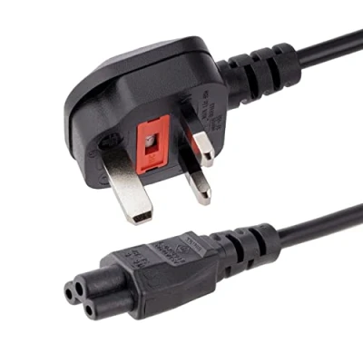 Bild av StarTech.com 1 m GB bärbar dator laddkabel, BS 1363 till C5, 2,5 A 250 V, 18 AWG, notebook/bärbar ersättningskabel, Storbritanniens nätdel strömkabel, klöverblad/Musse Pigg strömkabel