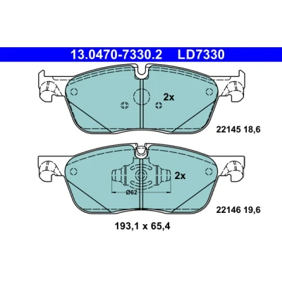 Bild av ATE 13.0470 7330.2 Jeu de plaquettes frein préparé pour indicateur d&#039;usure, contact signal d&#039;usure exclu LAND ROVER: Range Rover Evoque