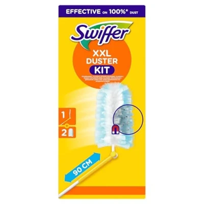 Bild av Swiffer XXL Duster Kit, 1 Handtag &amp; 2 Damvippa refiller, Fångar Upp Låser In Till 3 Gånger Mer Damm Hår Än En Traditionell Fjäderdammvippa
