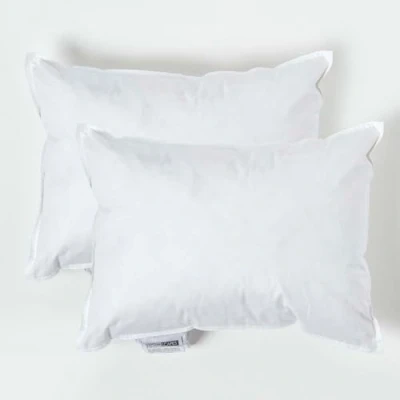 Bild av HOMESCAPES Förpackning med 2 ankfjäderkuddar, 30 x 40 cm (12 tum 16 tum) innerfyllmedel 100 % bomull, dunskydd, allergivänligt, RDS certifierat, maskintvättbart