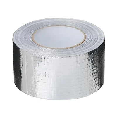 Bild av PROFIVENT.DE FÖRBÄRKTT ALUMINIUMBAND värmebeständigt vattentätt aluminiumtejp för reparation av metallytor ångspärr tejp, nätförstärkt ventilation, isolering (48 mm/45 m)