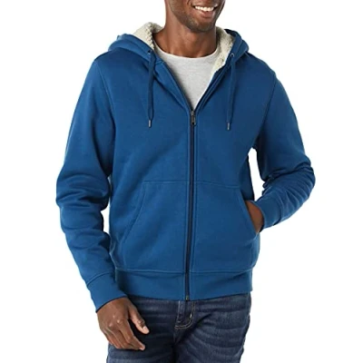 Bild av Amazon Essentials Men&#039;s Sherpa fodrad fleecetröja med dragkedja, Mörkblå, M