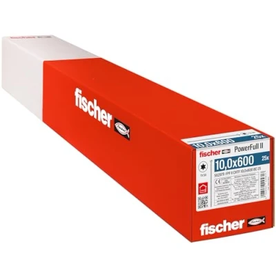 Bild av fischer PowerFull FPF II förstärkningsskruv CHTF 10,0 x 600 förzinkad beläggning, total gänga, cylindriskt huvud med Torx fotavtryck/25 st låda