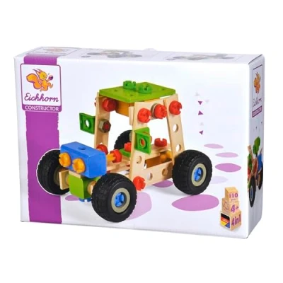 Bild av Eichhorn 100039028 Constructor Quad, 100 tlg, träkonstruktionsset, 4 olika modellvarianter kan bäras, FSC 100% certifierat bokträ, Made in Germany