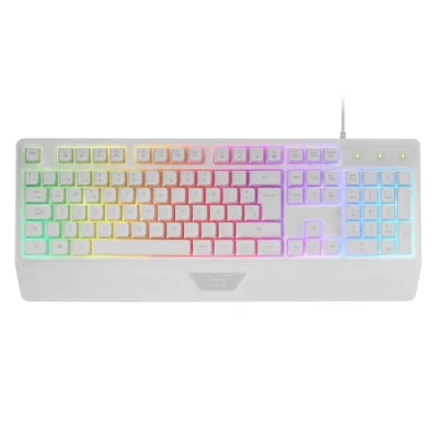 Bild av Mars Gaming MK124, Ergonomiskt H Mech Tangentbord, Integrerat Handledsstöd, FRGB Rainbow, Avancerat Antighosting Fullständigt Multiplattform PC Spanska, Vit
